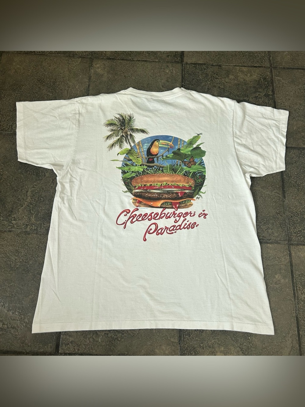 Vintage 90s Cheeseburger in Paradise Shirt Caribbean Soul Jimmy Buffet Size XL
